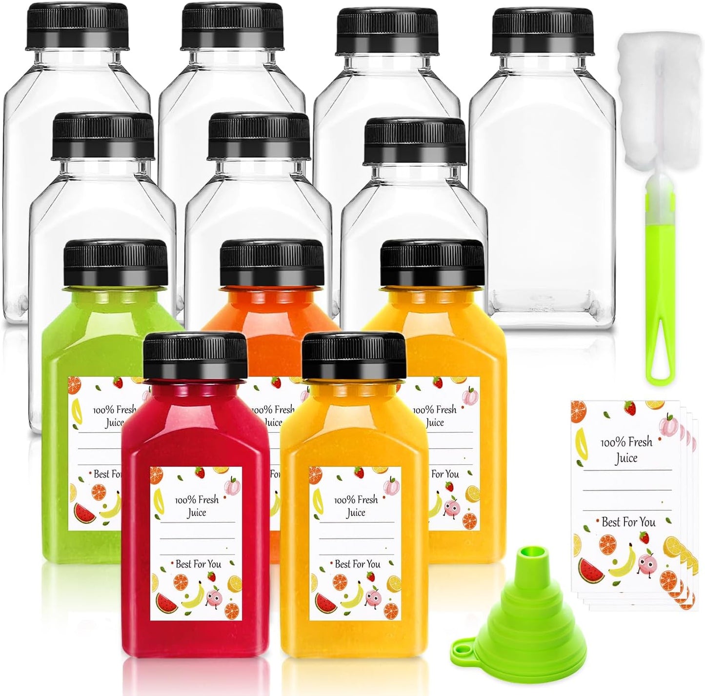 Botellas plástico 4oz con tapas reutilizables negro transparente