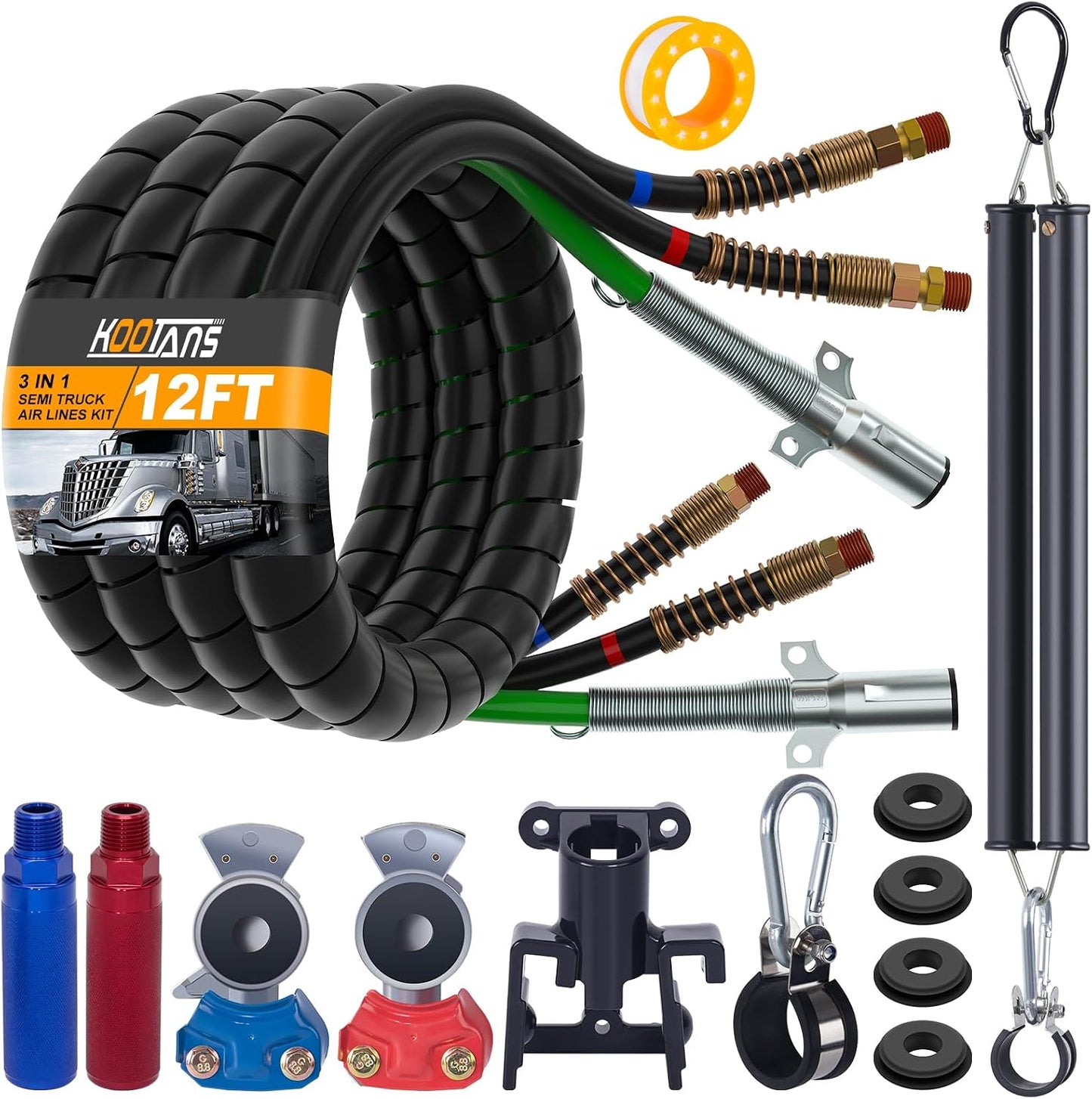 Kit línea aire semirremolque 12ft gladhands mangueras 3en1