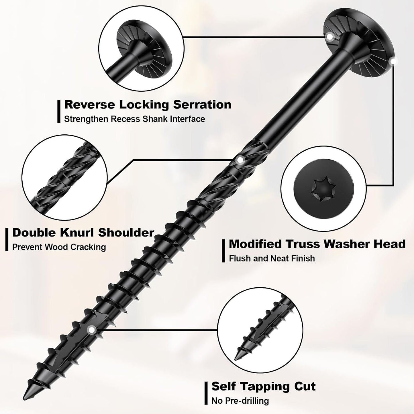 Tornillos madera resistentes 8pulg exteriores 250s