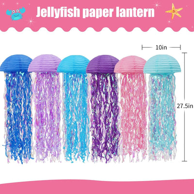 Faroles de papel sirena para fiesta 6 pzas coloridas