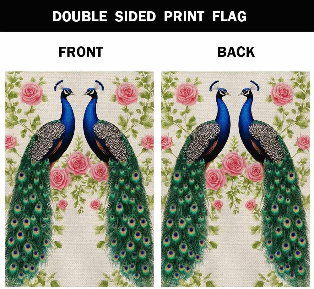 Banderas de pavo real 28x40" arpillera doble cara floral