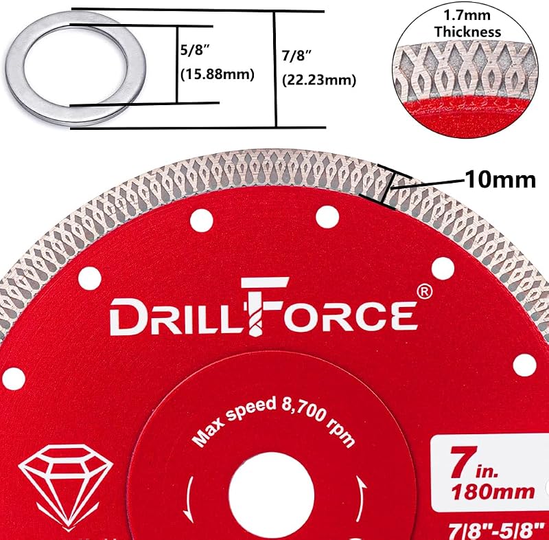 Hoja diamante 7pulg para amoladora corte suave azulejos