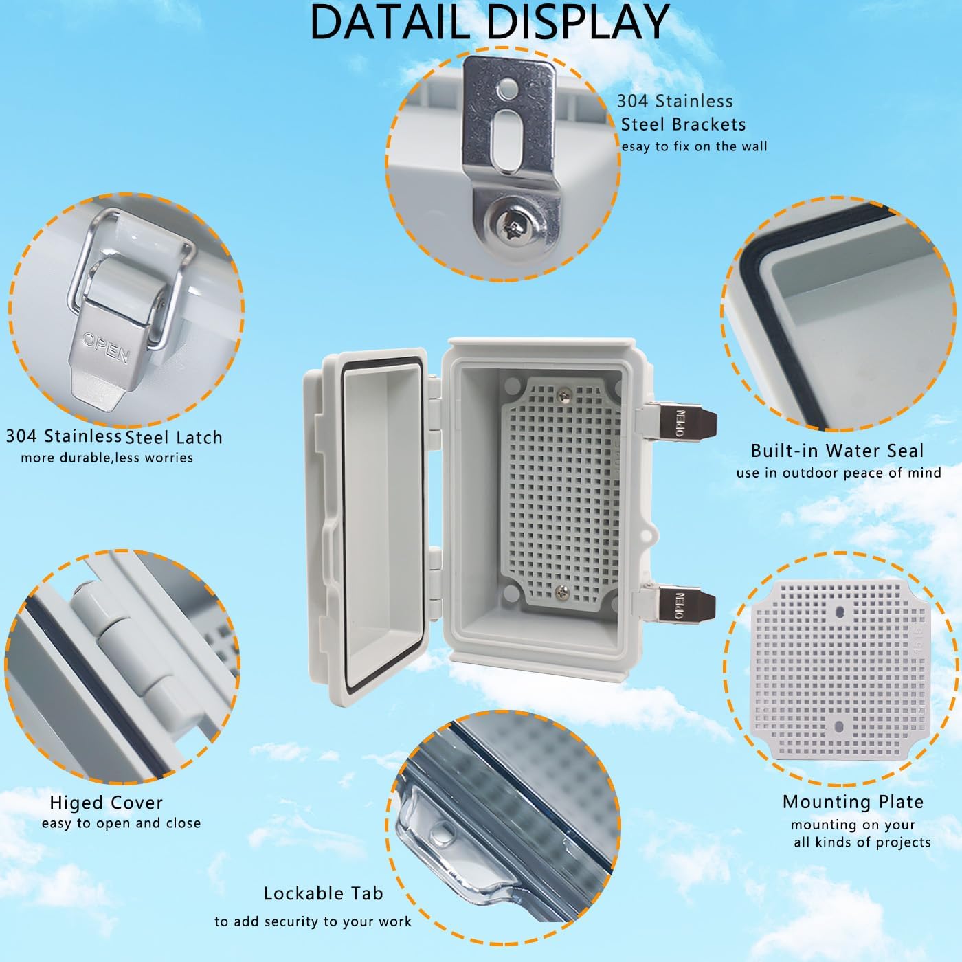 Caja eléctrica impermeable IP67 plástico ABS gris 5.9pulg