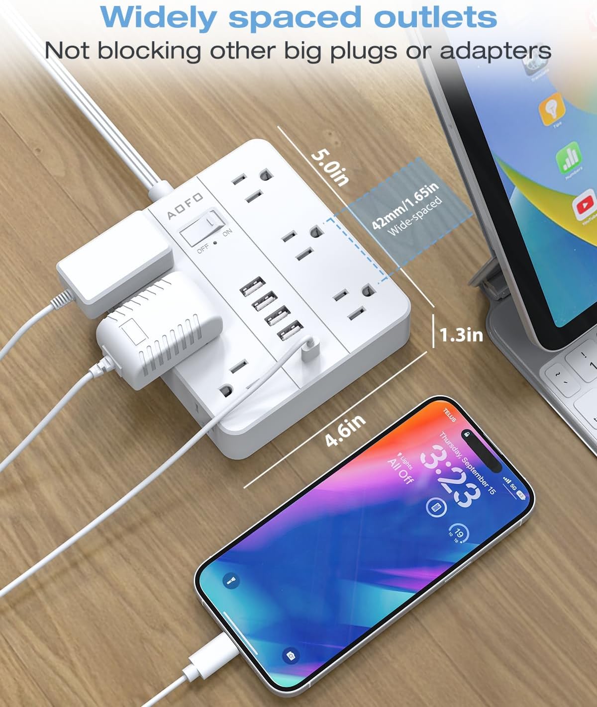 Regleta sobretensiones 20ft 12 salidas CA 6 puertos USB
