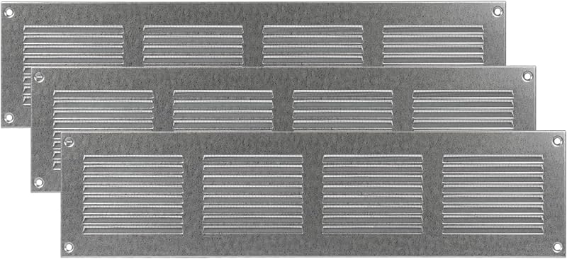 Cubierta ventilación metal 16x4" con pantalla plagas set 3