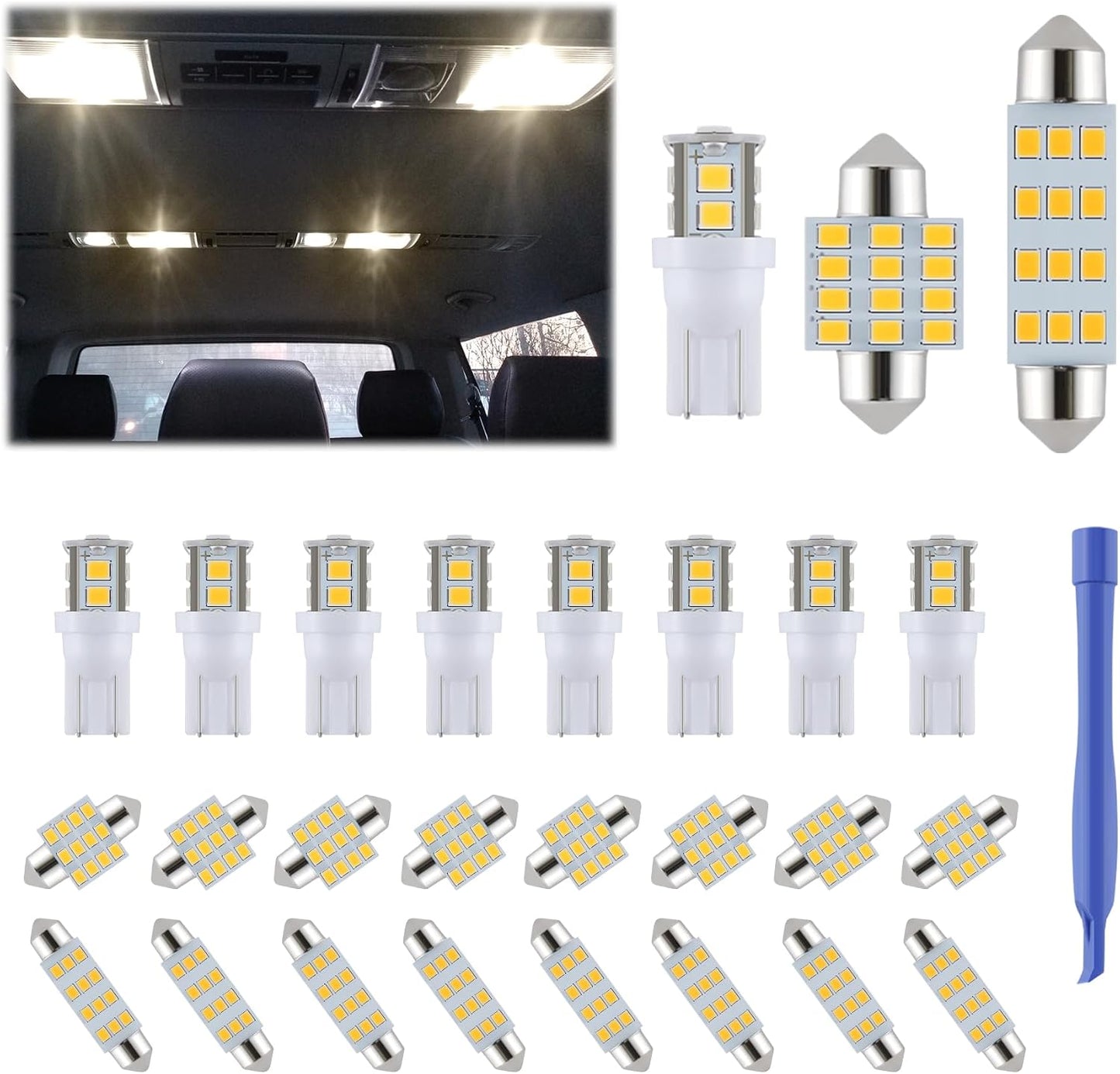 24 Pzas Bombillas LED T10 para Cúpula Interior Coche