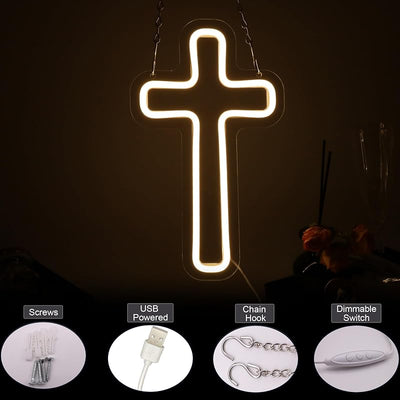 Letrero cruz LED decoración pared dormitorio regalo cumpleaños