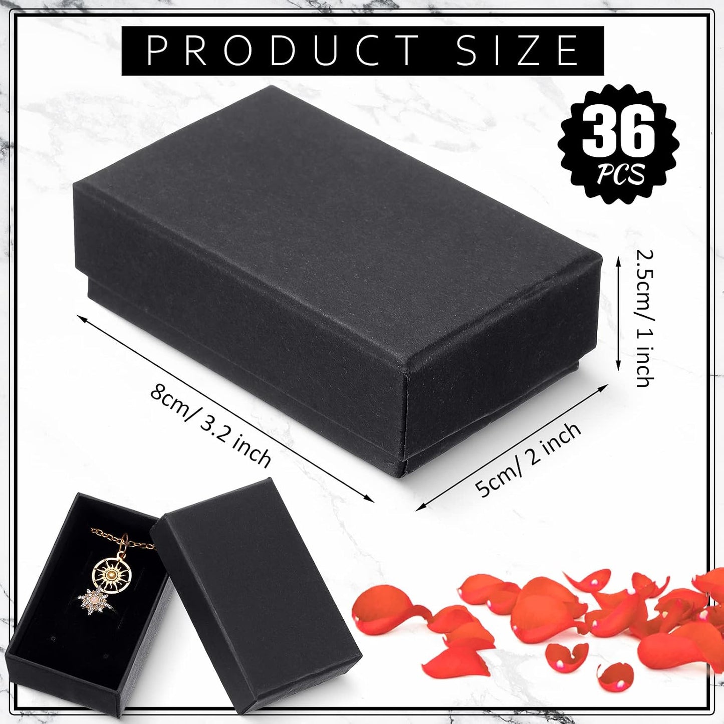 36 Pzas Cajas Regalo Joyería Cartón 3.2x2" Negro