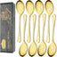 Set 8 cucharas acero inox 10pulg dorado para fiestas cocina