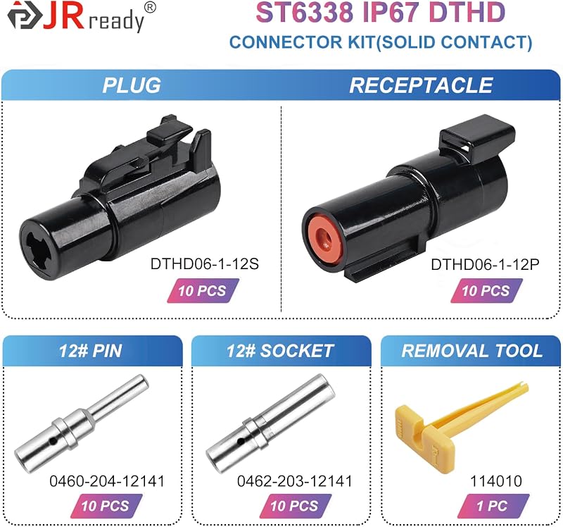 Kit conectores 10 pares un solo pin 12-16 AWG