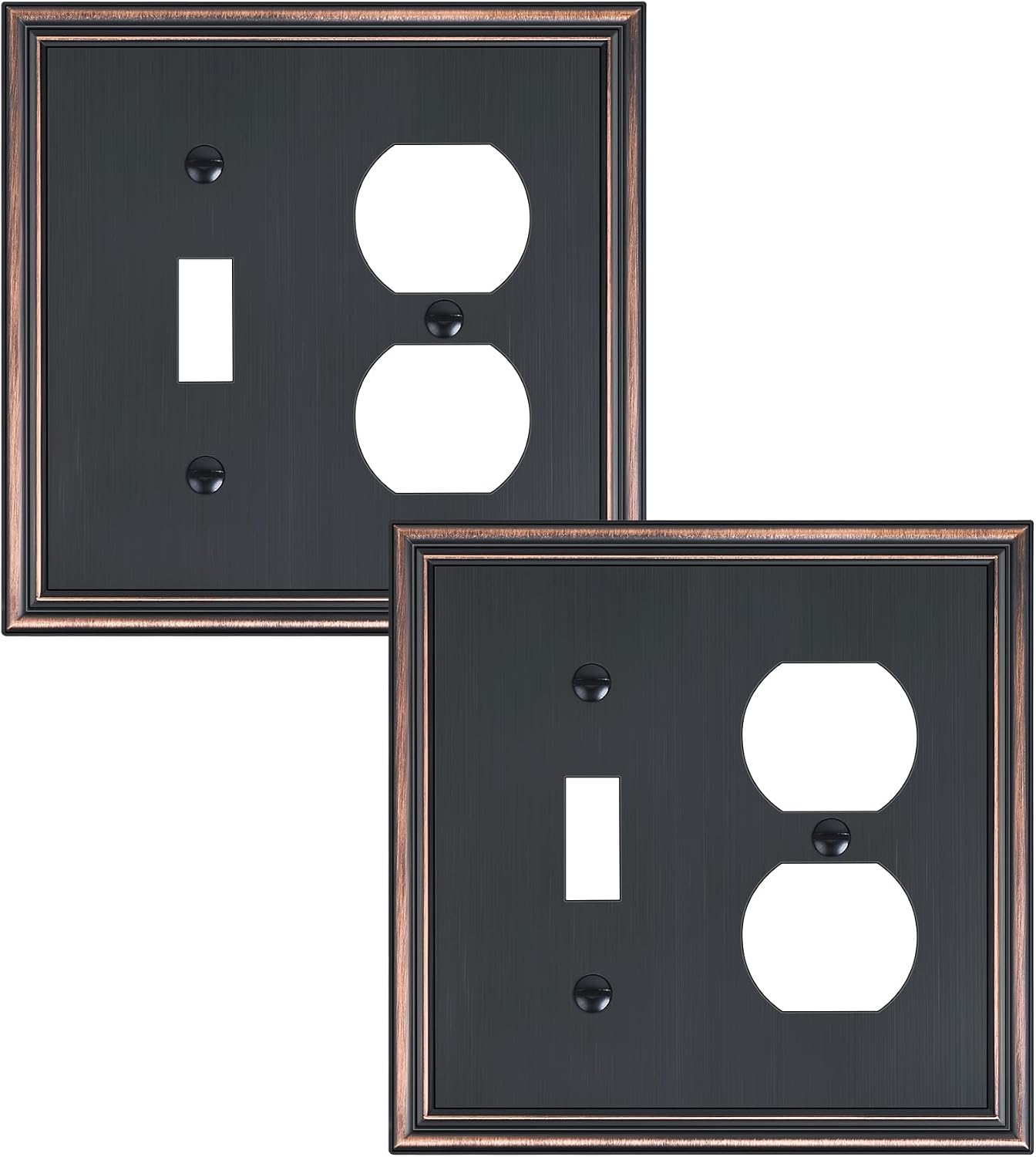 2 Pzas Placas Interruptor Luz Palanca Bronce Envejecido