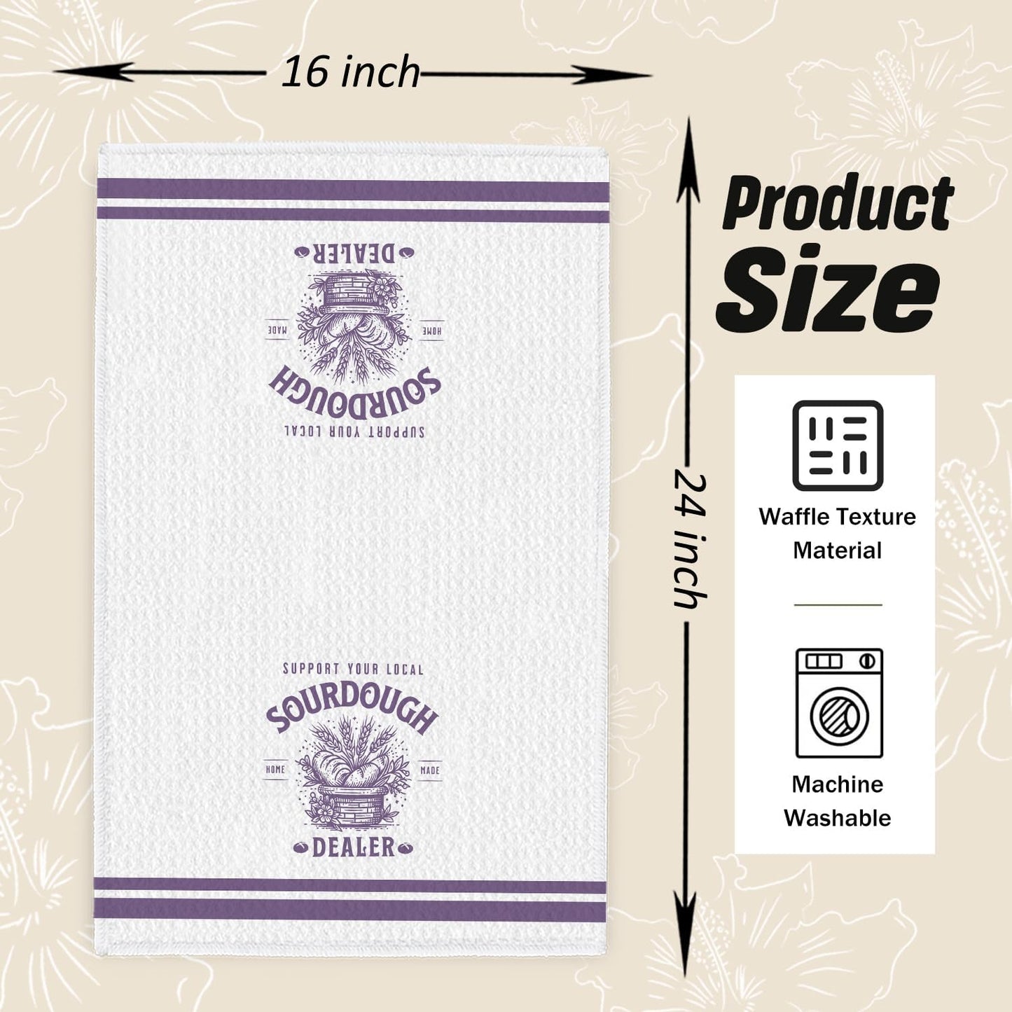 Toallas hornear masa madre 16x24pulg morado lavanda