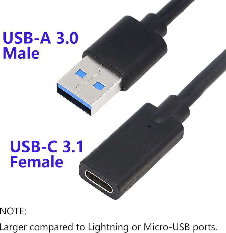 Convertidor USB 3.0 Tipo A a C Negro 3pies