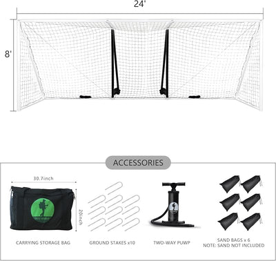 Portería fútbol inflable con red y bomba 30 segundos