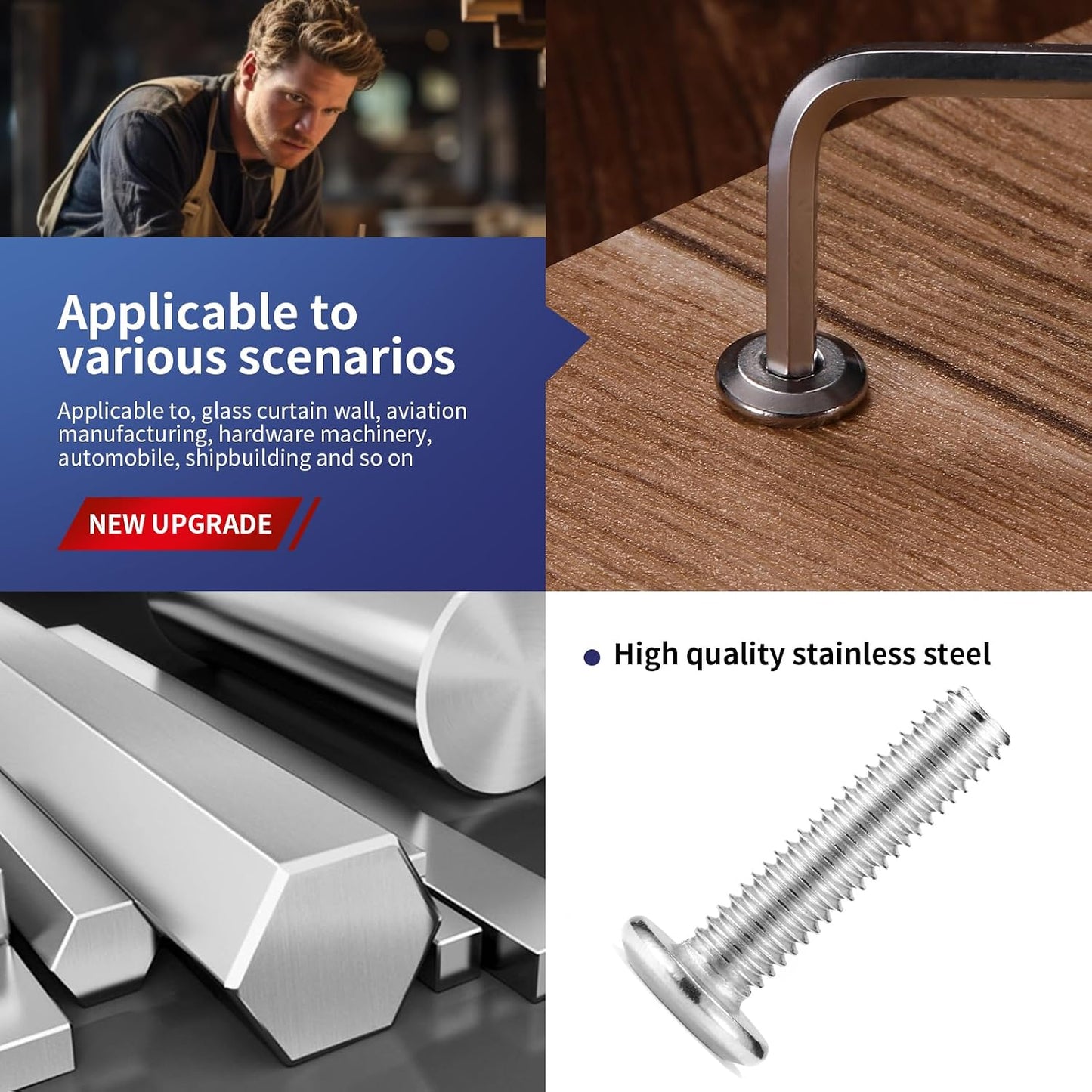 20 Pzas Tornillos M8x55mm Acero Inox 304 Hexagonal