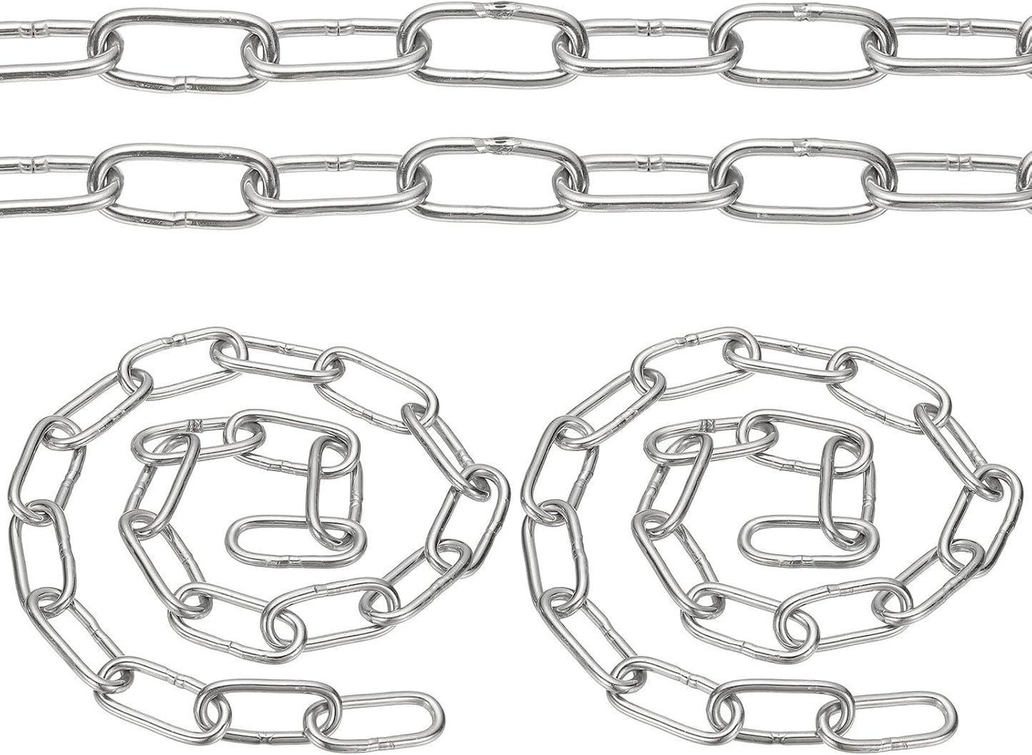Cadena acero inox 1.6ft 2 eslabones metal para hogar camping