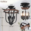 Candelabro 4 luces estilo granja metal negro madera