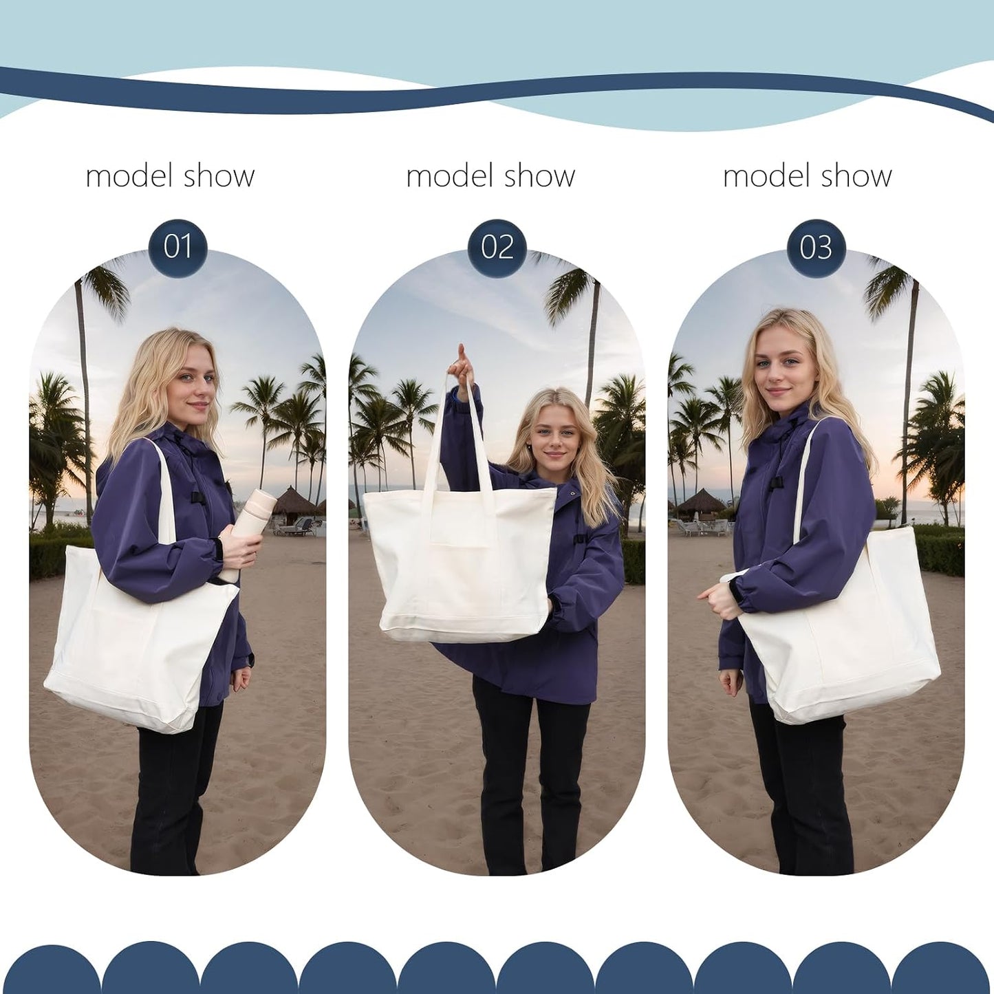 Bolsa lona algodón reutiliz. con bolsillo para viajes