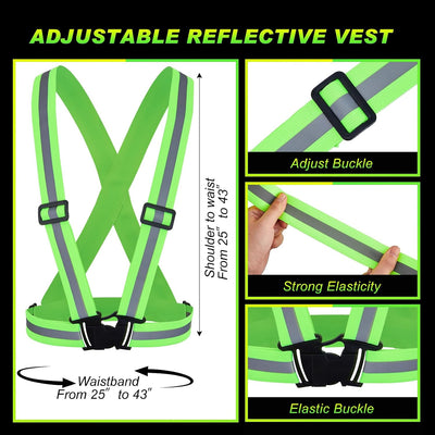 12 Chalecos Reflectantes Alta Visibilidad Correas Ajustables Verde