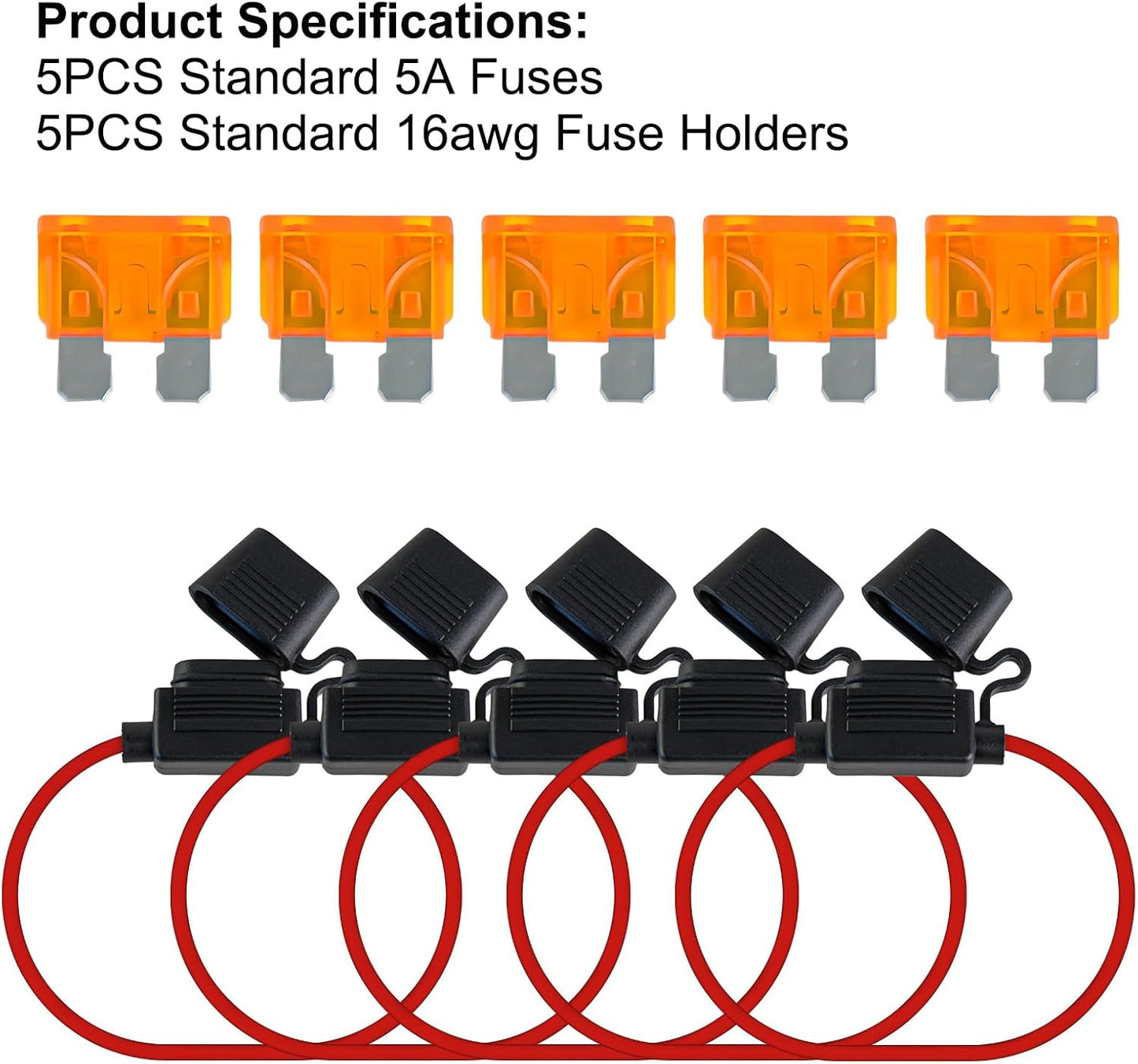5 Pzas Portafusibles Impermeables 16 AWG para Vehículos