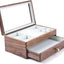 Caja joyería madera nogal negro con tapa cristal 1 cajón