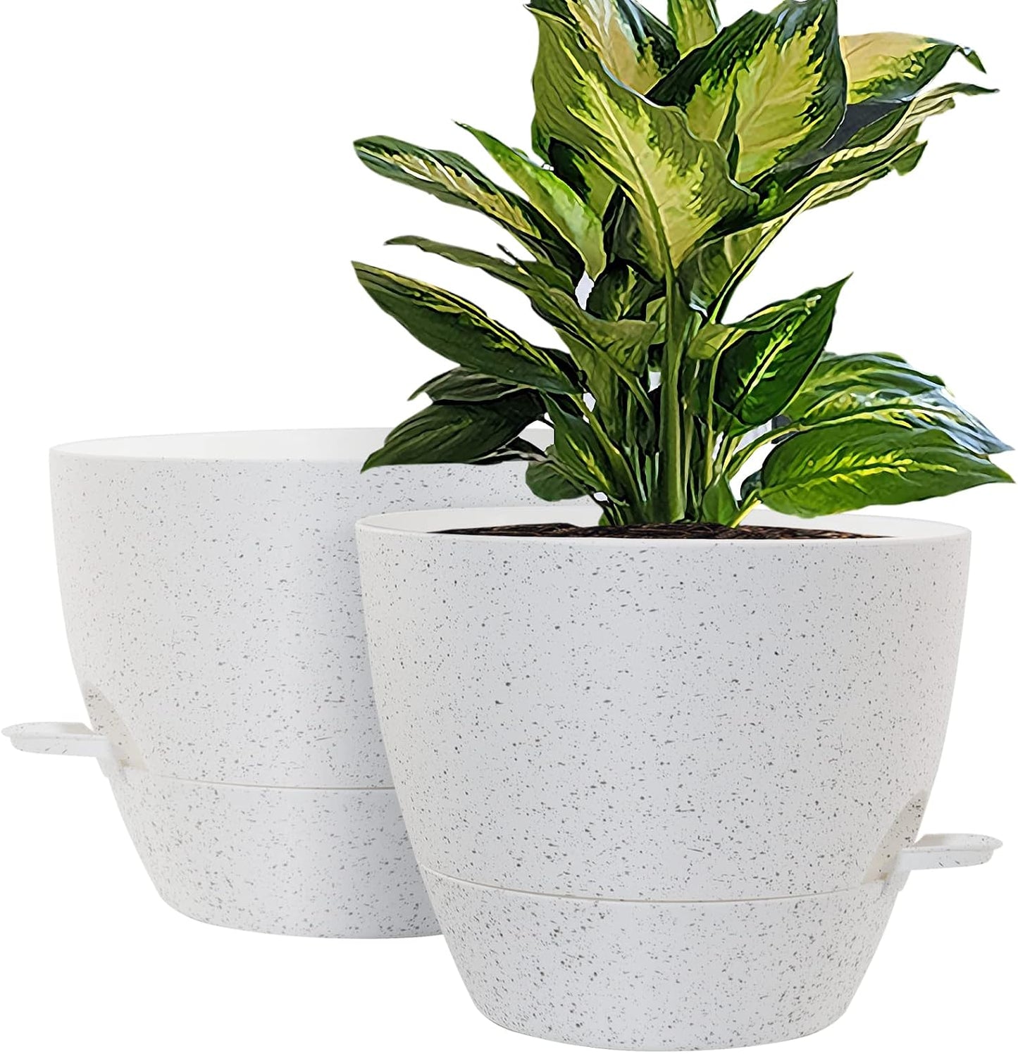 Macetas riego automático 10" pack 2 plástico blanco