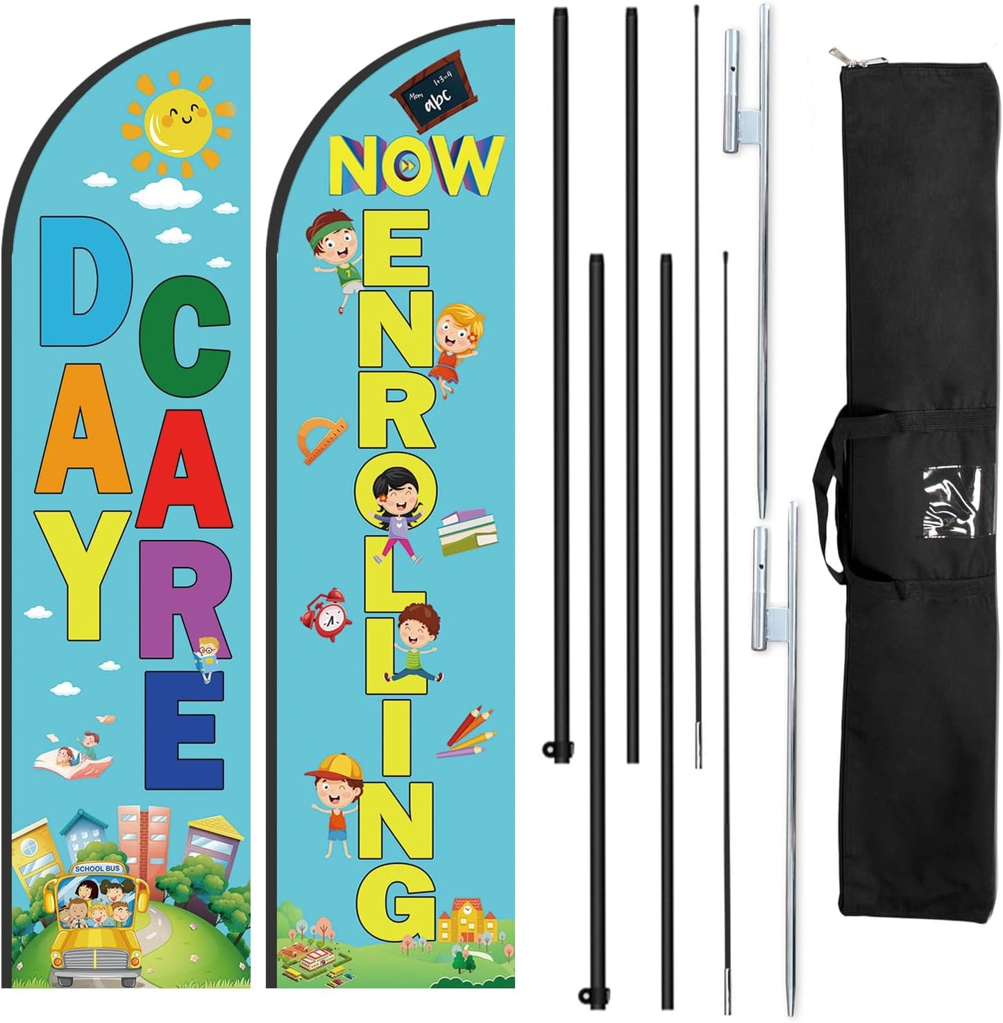 Banner plumas con asta para guarderías y escuelas