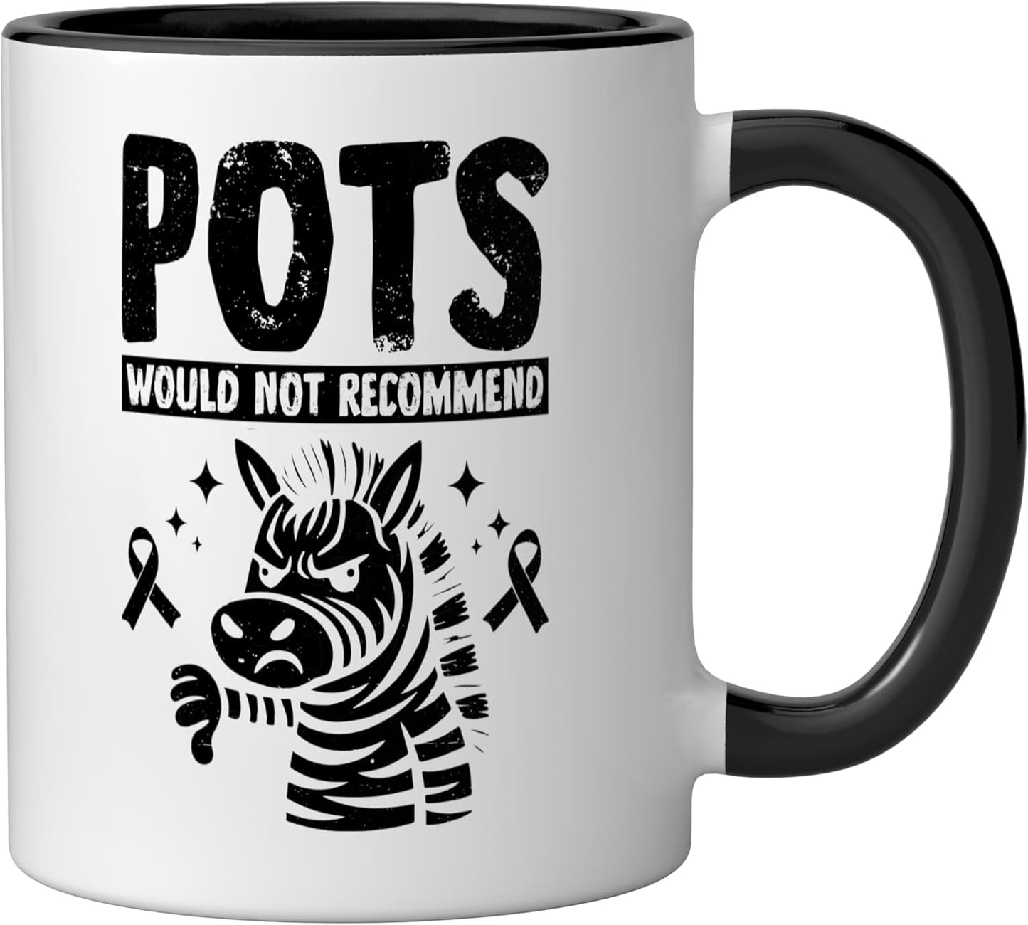 Taza Cerámica para Síndrome POTS Negro/Blanco