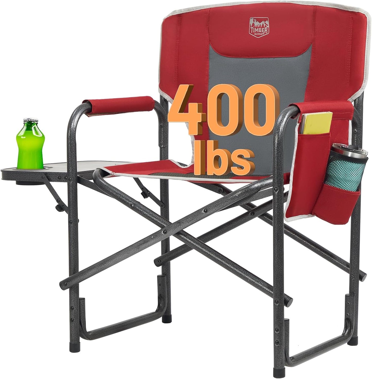 Silla camping aluminio extra grande con mesa y bolsillo