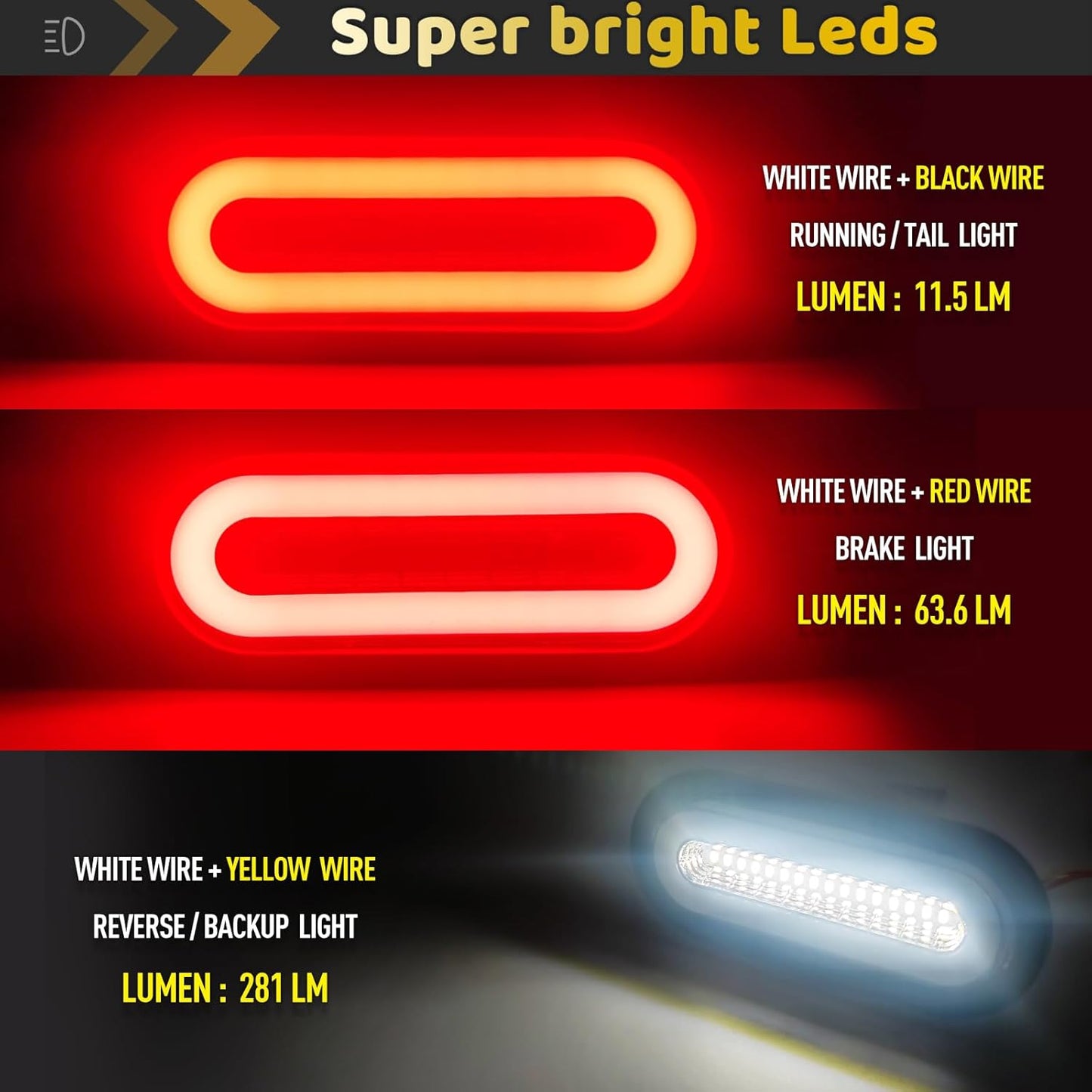 Lentes traseros LED 6" halo ovalado 52 luces IP67
