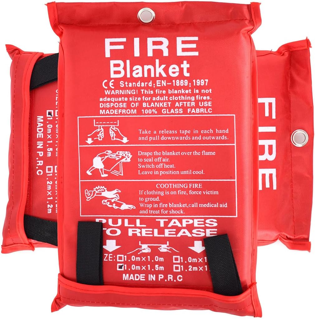 Manta fuego emergencia fibra vidrio 2 pzas para coche y hogar