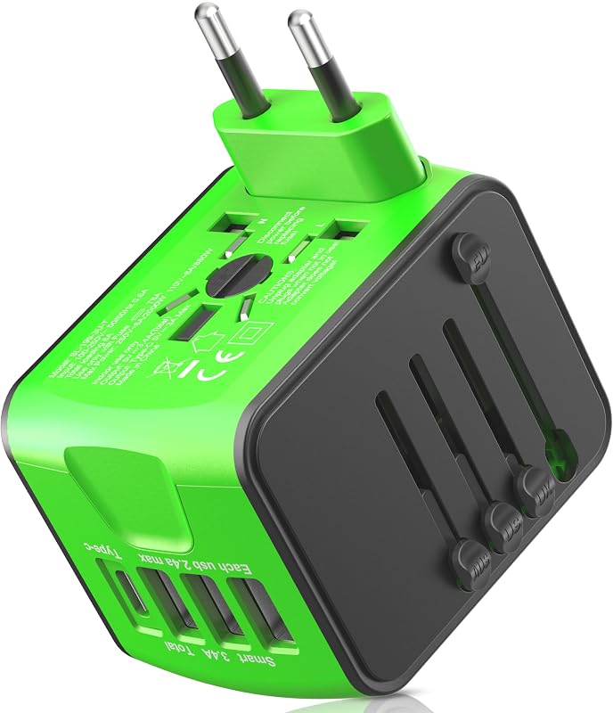 Adaptador viaje internacional 1USB-C 3USB-A 2500W