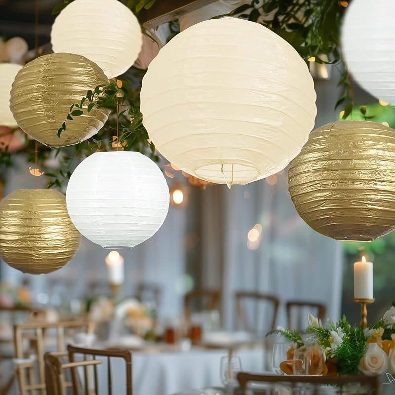 18 Faroles Papel Dorado Reutilizables para Boda Año Nuevo