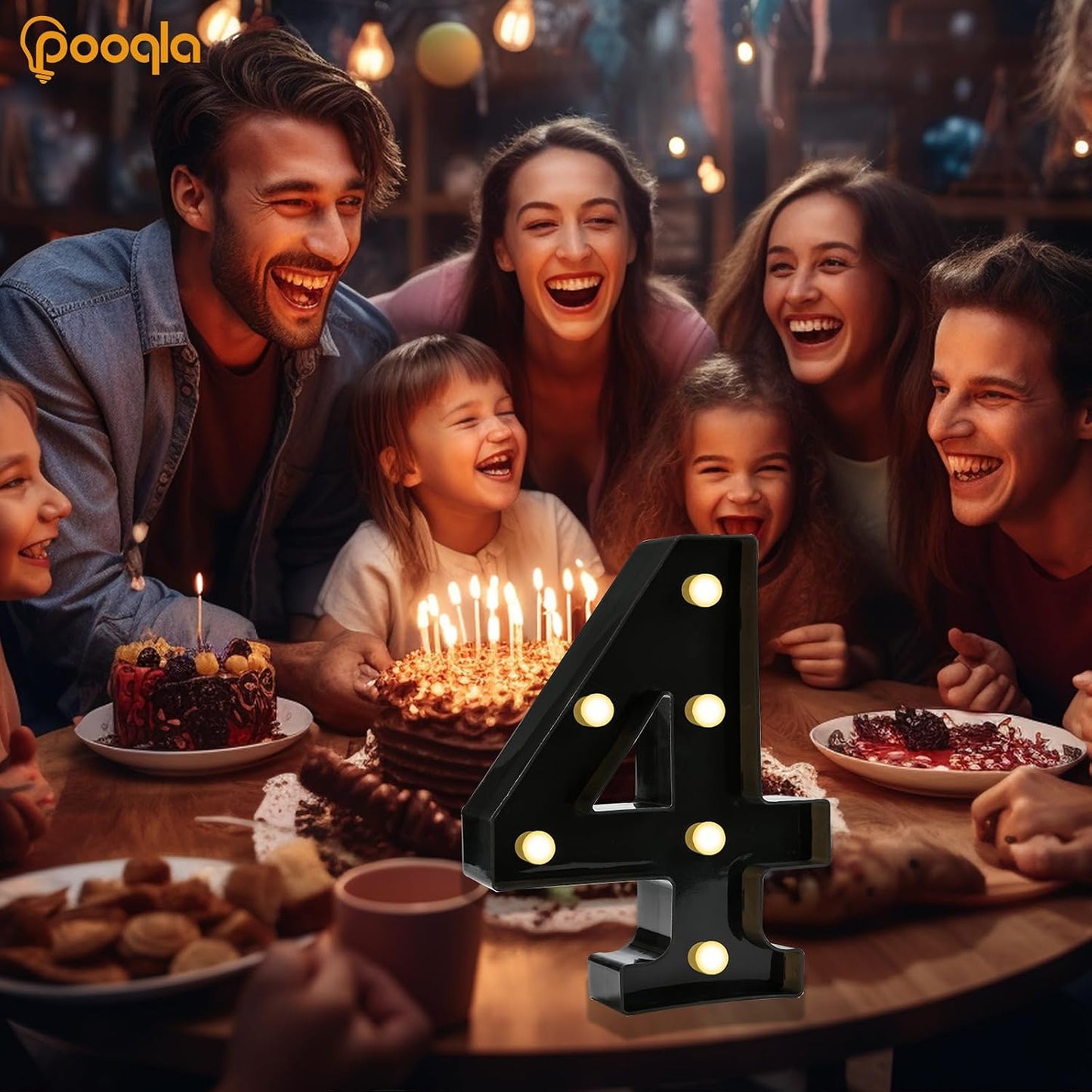 Letrero iluminado LED 4" para cumpleaños y fiestas