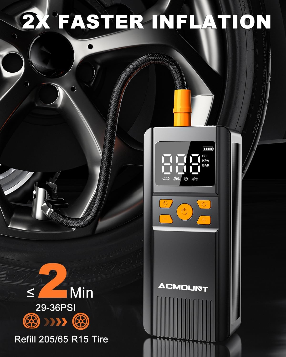 Inflador neumáticos compresor aire 150 PSI inalámbrico LED
