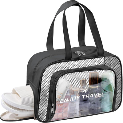 Bolsas viaje transparentes con parche chenilla y cremallera