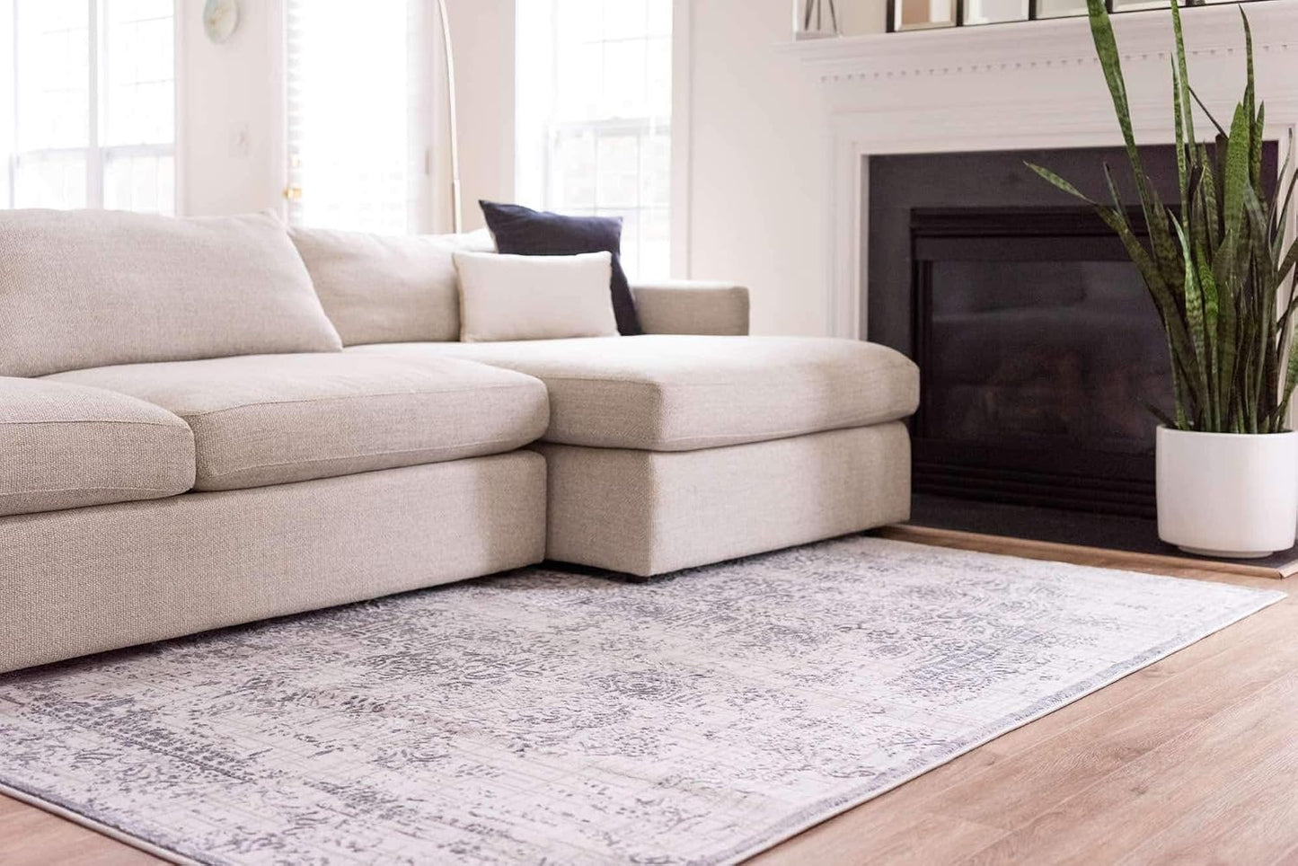 Alfombra área Stanhope 4x6ft rectangular gris/beige