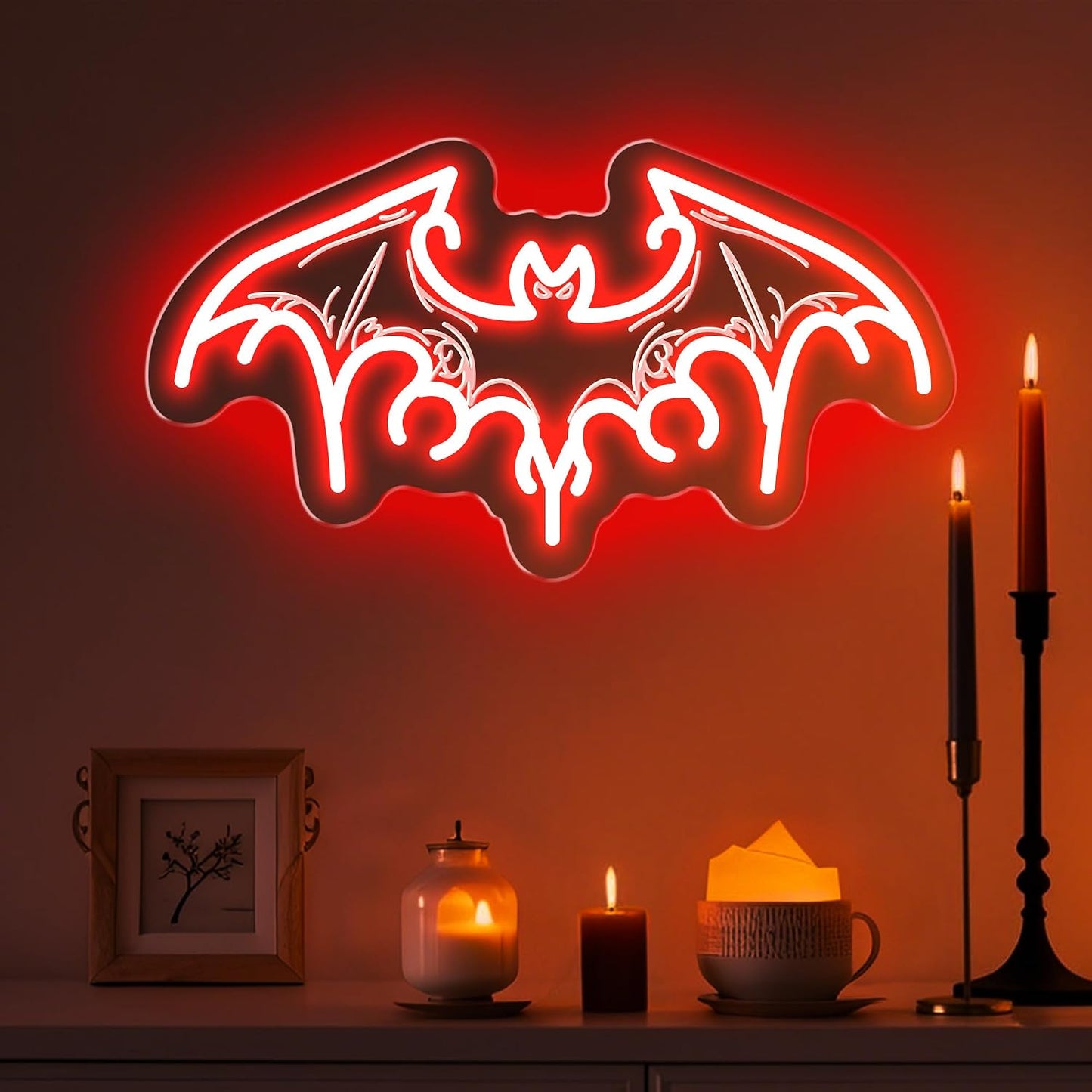 Letrero neón murciélago LED decoración gótica