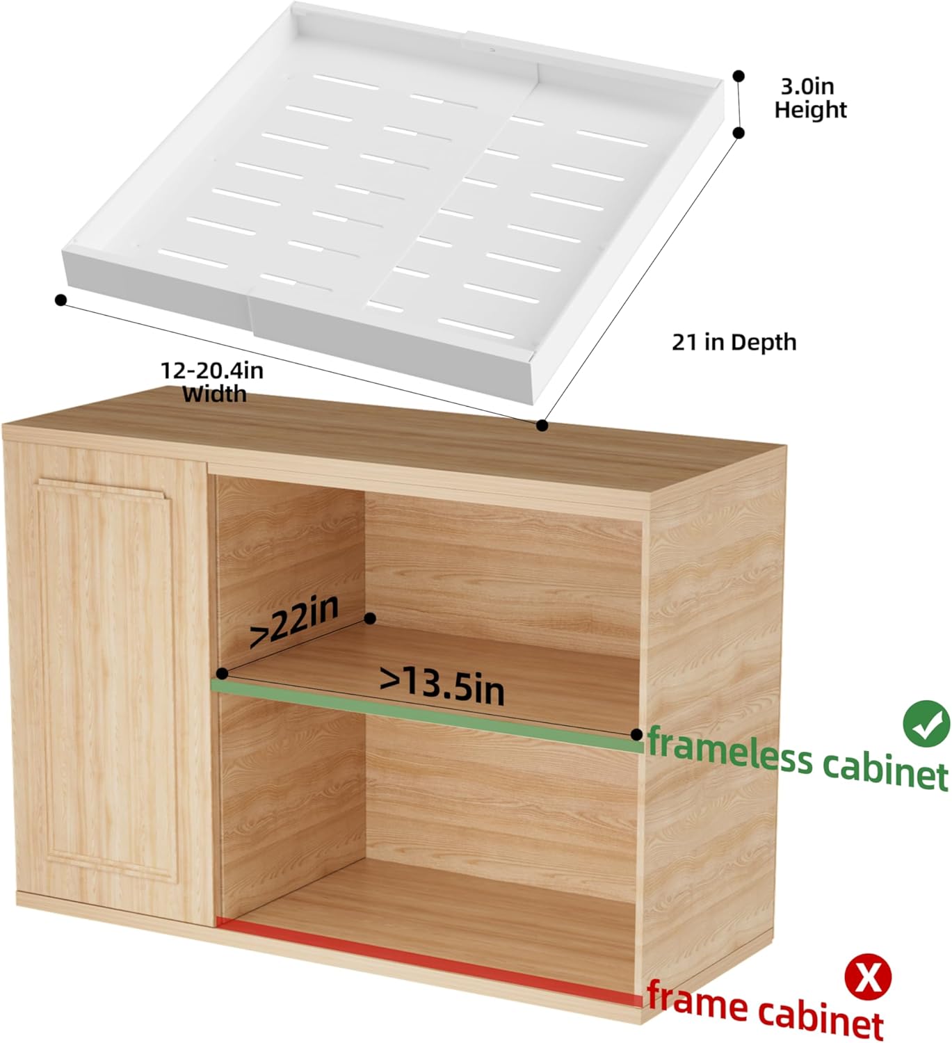 4 Organiz. Cajones Extraíbles Adhesivo 21x12-20pulg Blanco