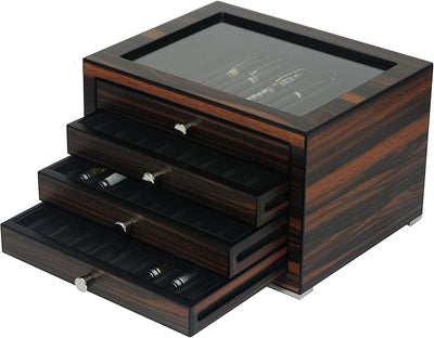 Vitrina apilable madera cajón caja pluma lujo ventana vidrio