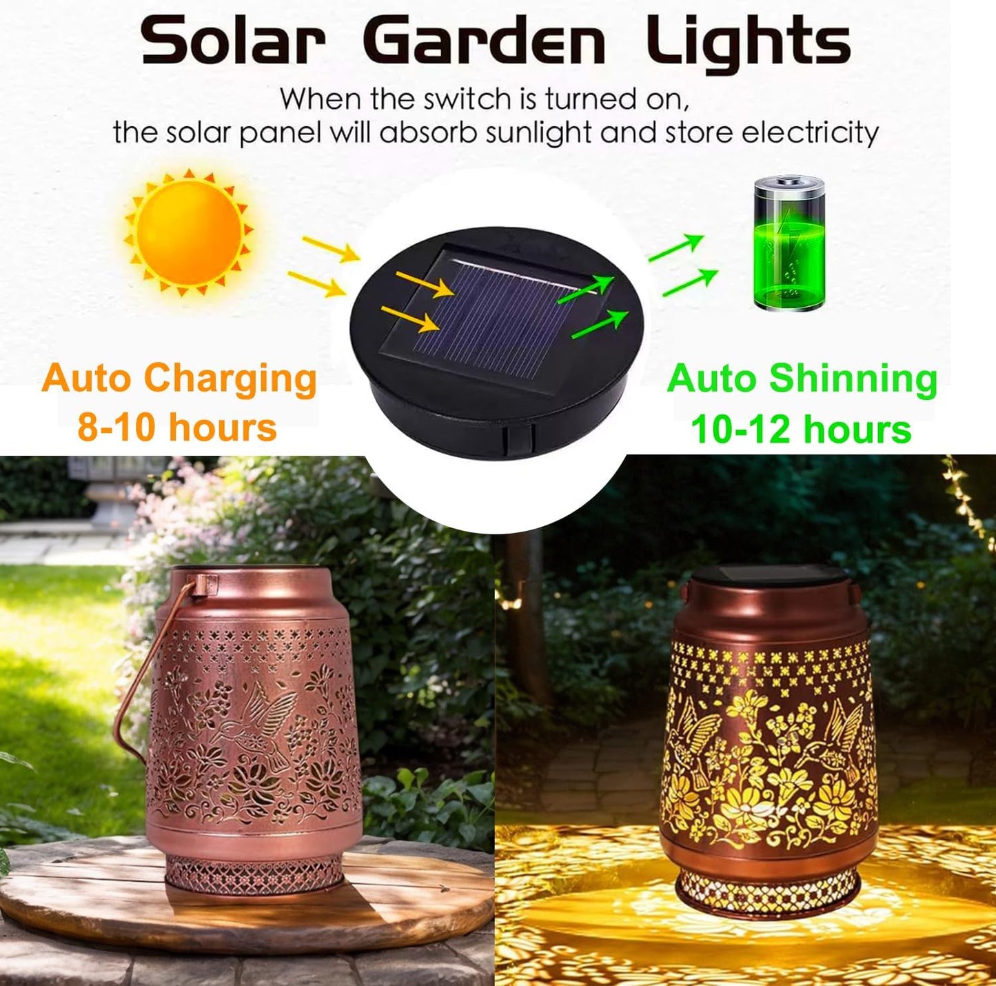 Farol solar colibrí para jardín patio terraza decorativa