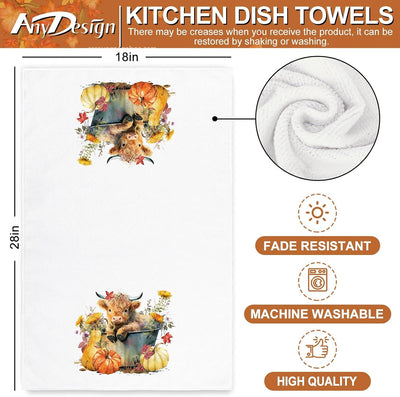 Toalla cocina otoñal calabaza vaca 18x28pulg secado mano