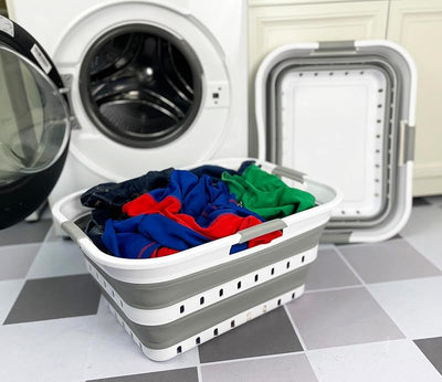 2 Canastas Plegables Plástico 42L para Ropa Sucia Hogar