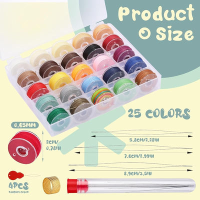Juego hilos cera 0.026pulg encerado 25 colores para joyas y costura