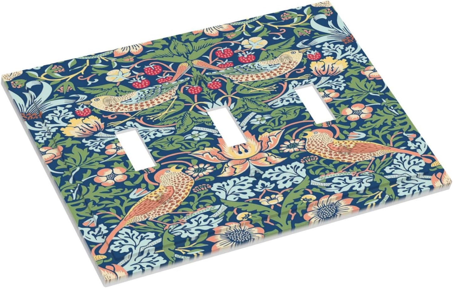 Cubierta interruptor luz 3 cuadrillas diseño floral vintage
