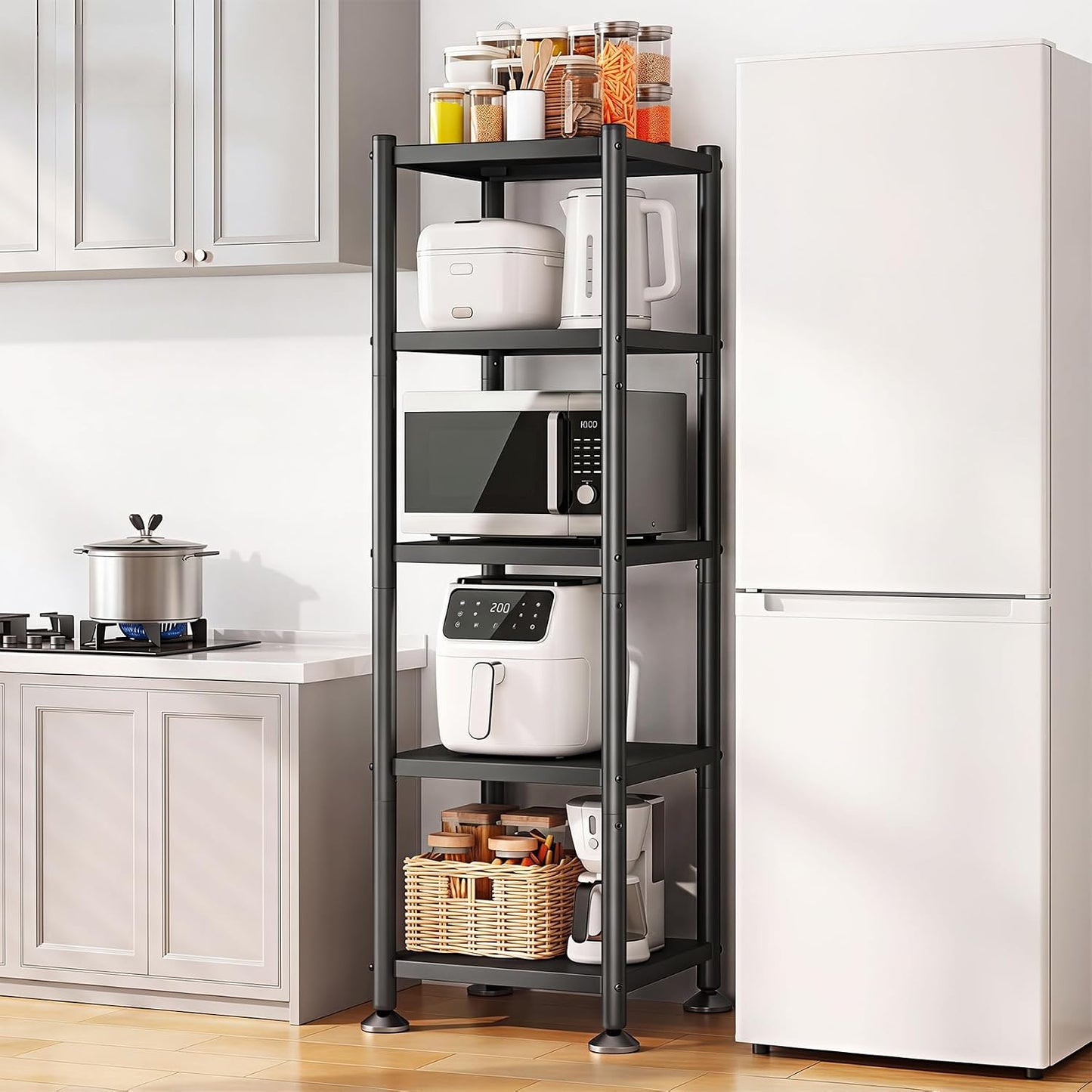Estante cocina 5 niveles metal ajustable con ruedas