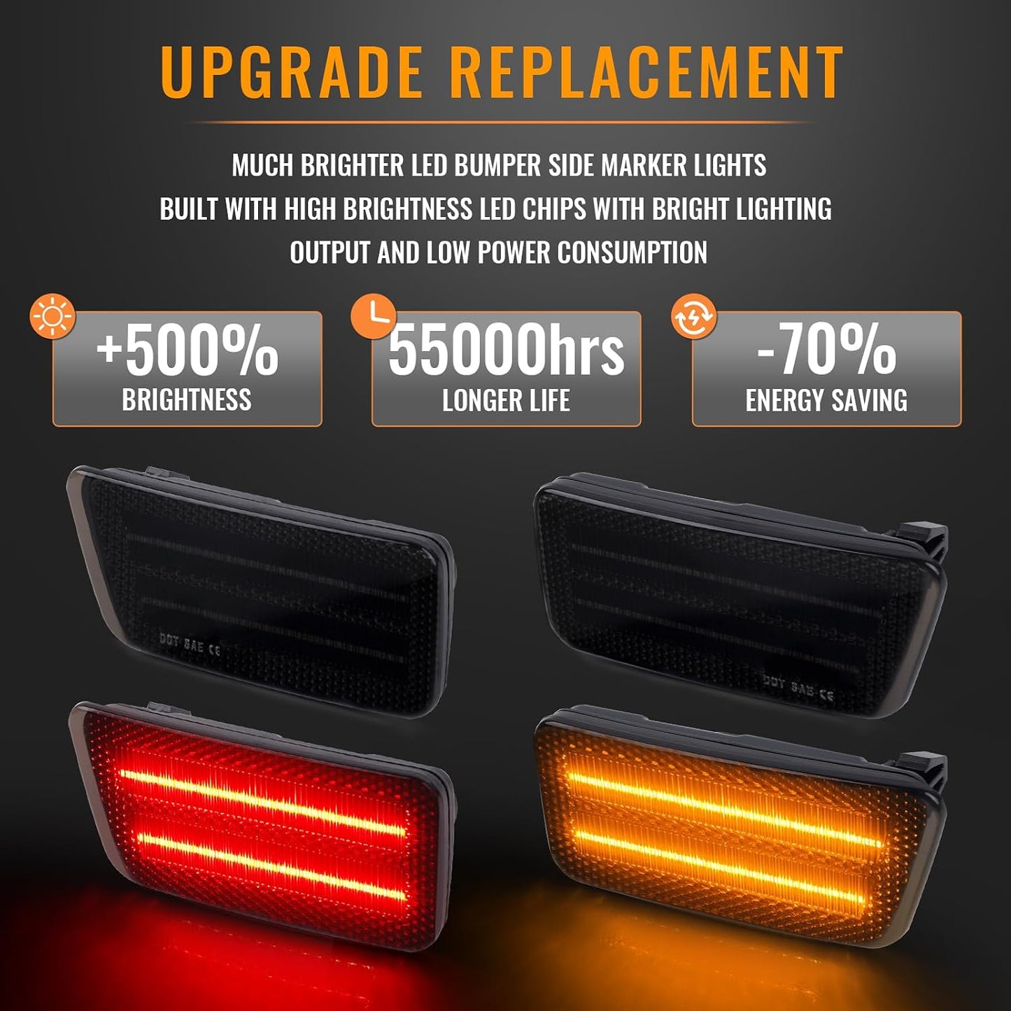 Luces LED laterales Ford Bronco Sport 21-24 rojo ámbar 4uds