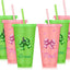 6 Vasos Plástico 24oz con Tapas Pajitas Fiesta Halloween