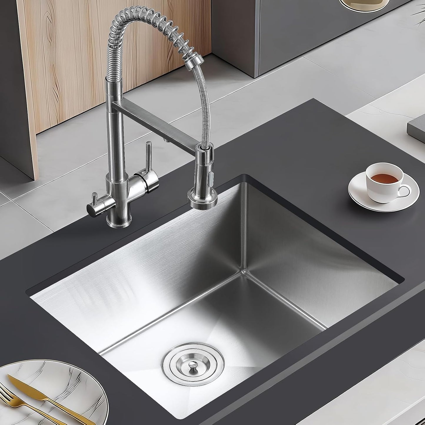 Fregadero cocina inferior 25x18pulg acero inox 304 con