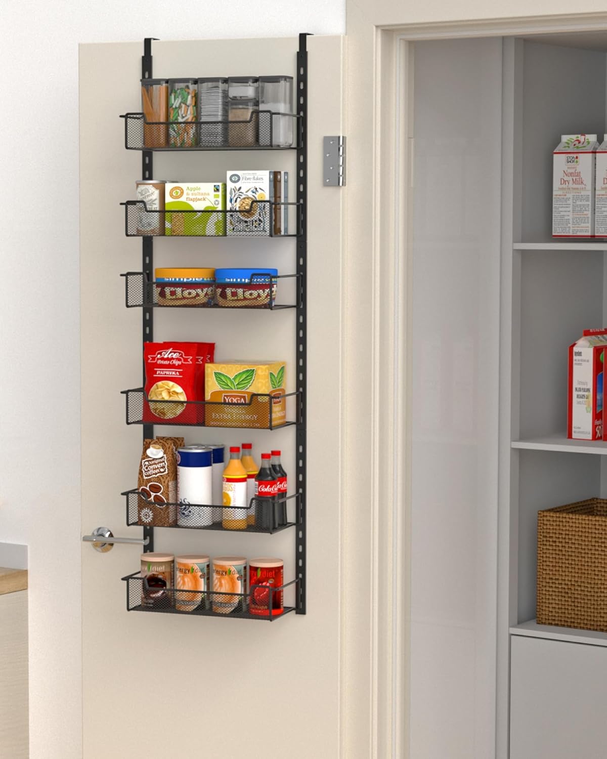 Organiz. despensa puerta 12.3pulg 6 niveles canasta ajustable